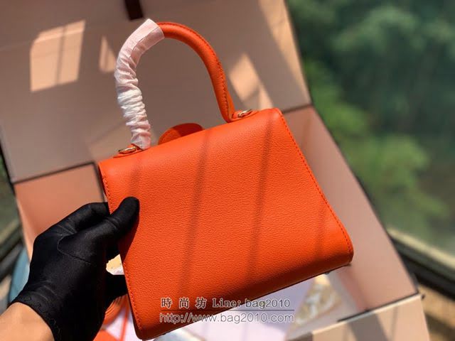 DELVAUX女包 春夏新款 Brillant系列手袋 進口牛皮 德爾沃女手提包 Dv0020 橙色 Delvaux單肩斜挎包  fcs1341